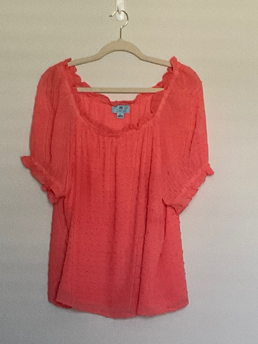 CE CE BEAUTIFUL ORANGE BLOUSE WITH PUFF SLEEVES